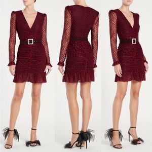 Rebecca Vallance Burgundy Polka Dot Dress Size 4